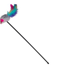 Trixie Pálca plüss egérrel és színes tollakkal 50cm